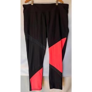 Version Black and Coral Colorblock Athletic Leggings Size 2X